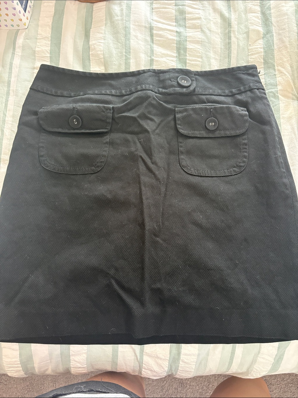 LOFT Black Mini Skirt with Front Flap Pockets